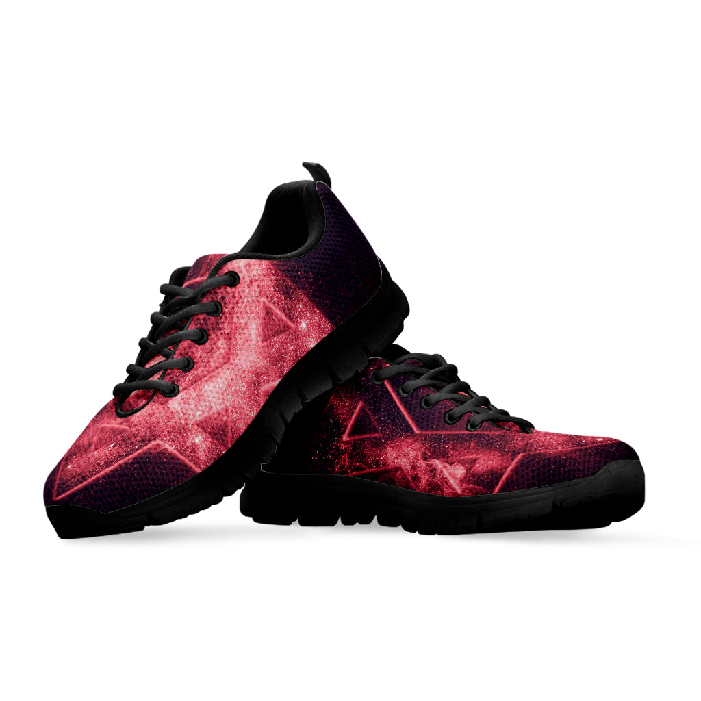 Fiery Star of David Print Black Sneakers
