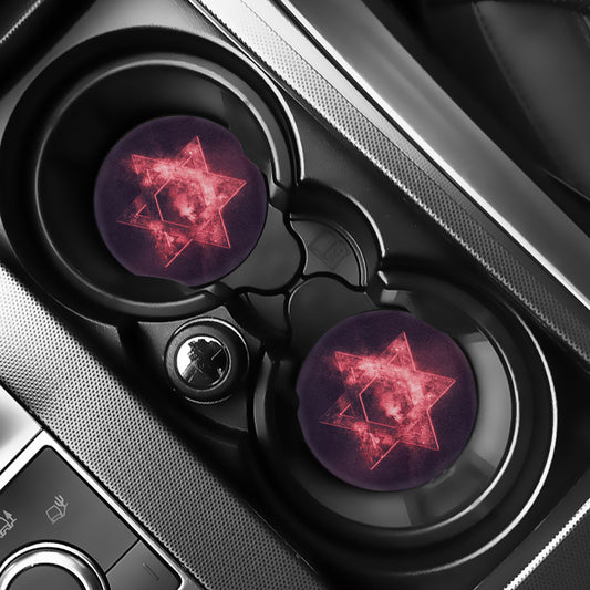 Fiery Star of David Print Car Coasters