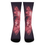 Fiery Star of David Print Crew Socks