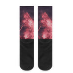 Fiery Star of David Print Crew Socks