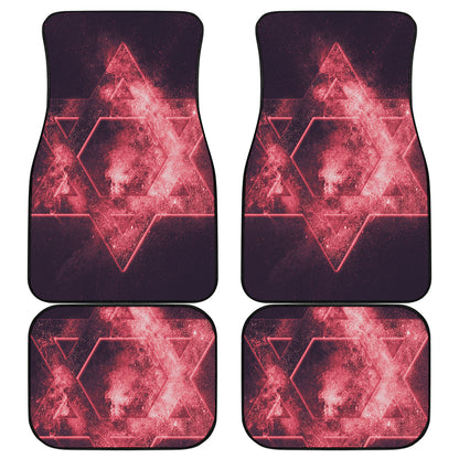 Fiery Star of David Print Front and Back Car Floor Mats