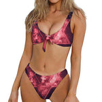 Fiery Star of David Print Front Bow Tie Bikini