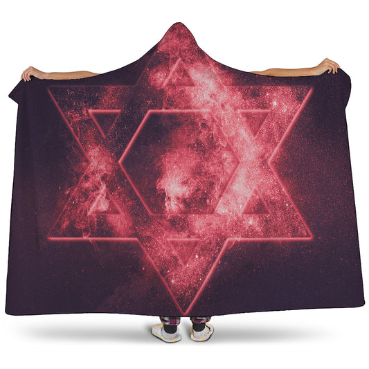 Fiery Star of David Print Hooded Blanket