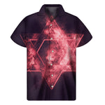 Fiery Star of David Print Men's Short Sleeve Shirt
