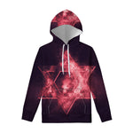 Fiery Star of David Print Pullover Hoodie