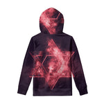Fiery Star of David Print Pullover Hoodie