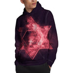 Fiery Star of David Print Pullover Hoodie