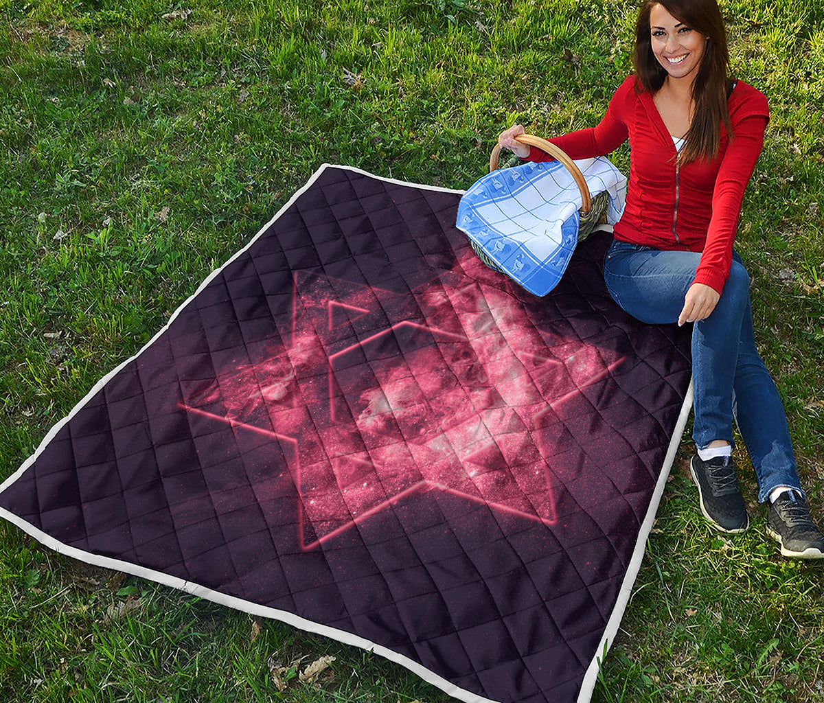 Fiery Star of David Print Quilt