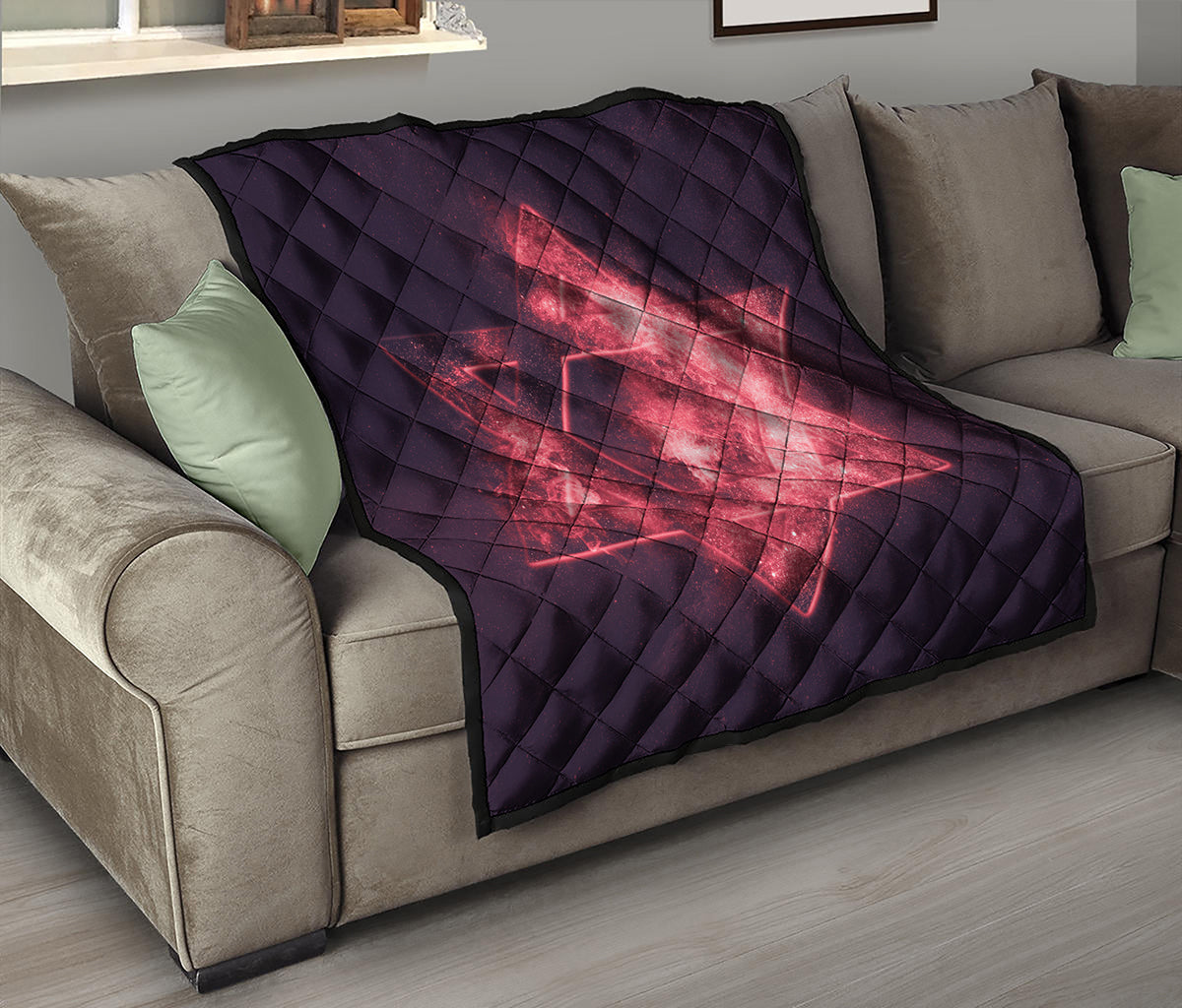 Fiery Star of David Print Quilt