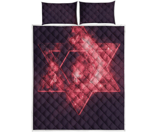 Fiery Star of David Print Quilt Bed Set