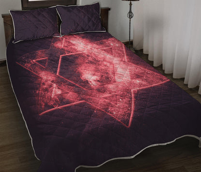 Fiery Star of David Print Quilt Bed Set