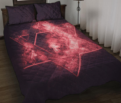 Fiery Star of David Print Quilt Bed Set
