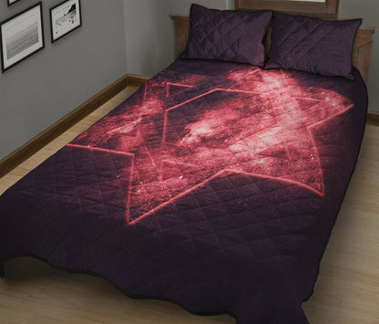 Fiery Star of David Print Quilt Bed Set