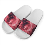 Fiery Star of David Print White Slide Sandals