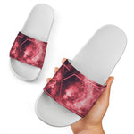 Fiery Star of David Print White Slide Sandals