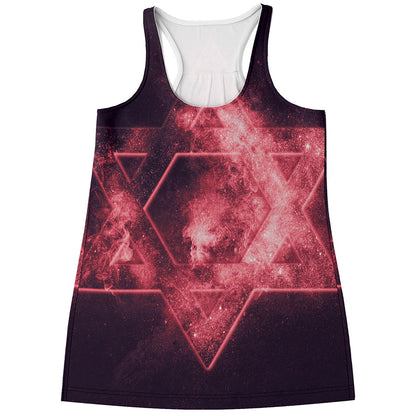 Fiery Star of David Print Women's Racerback Tank Top