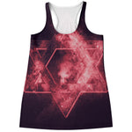 Fiery Star of David Print Women's Racerback Tank Top