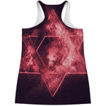 Fiery Star of David Print Women's Racerback Tank Top