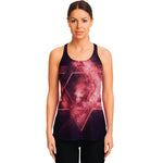Fiery Star of David Print Women's Racerback Tank Top