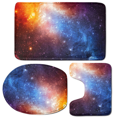 Fiery Universe Nebula Galaxy Space Print 3 Piece Bath Mat Set