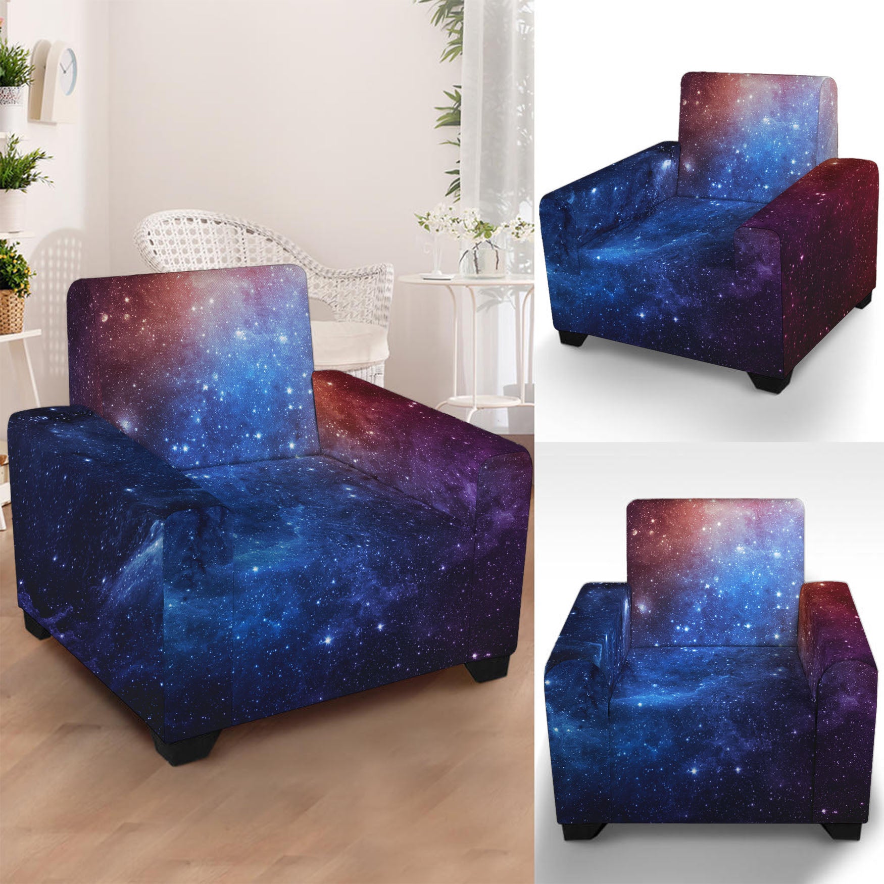 Fiery Universe Nebula Galaxy Space Print Armchair Slipcover