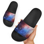 Fiery Universe Nebula Galaxy Space Print Black Slide Sandals