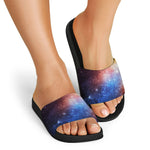 Fiery Universe Nebula Galaxy Space Print Black Slide Sandals