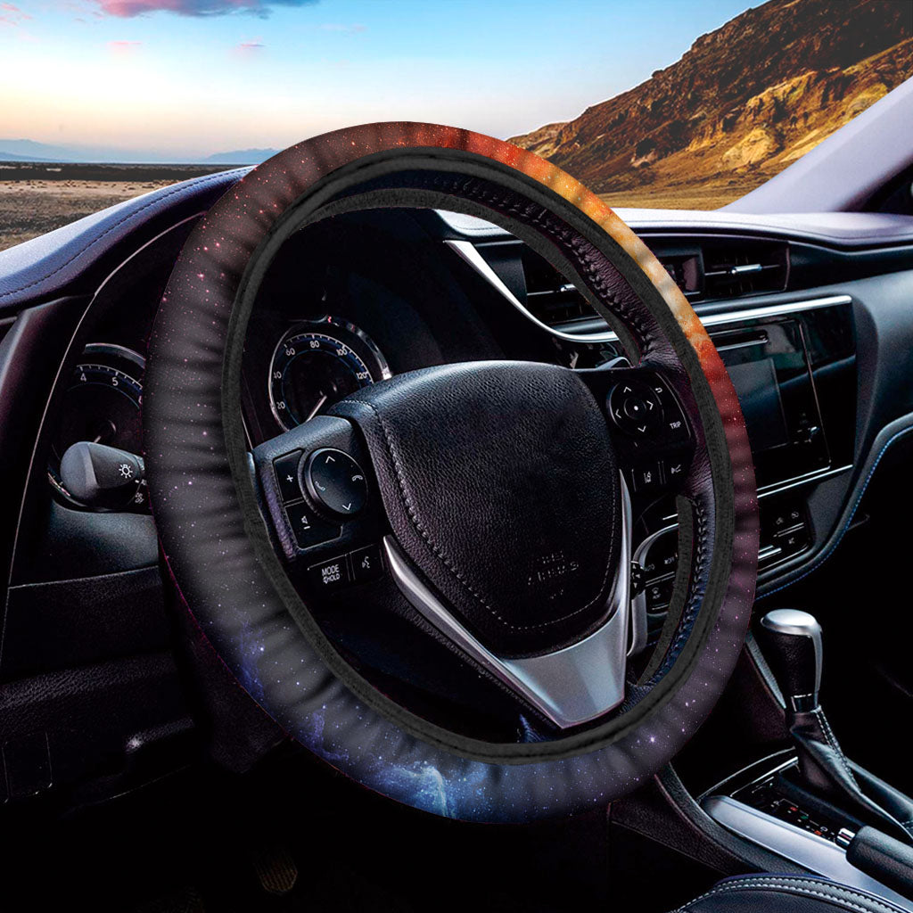 Fiery Universe Nebula Galaxy Space Print Car Steering Wheel Cover