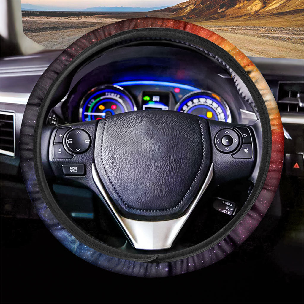 Fiery Universe Nebula Galaxy Space Print Car Steering Wheel Cover