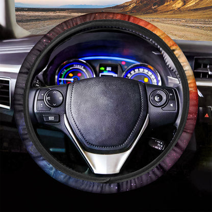 Fiery Universe Nebula Galaxy Space Print Car Steering Wheel Cover