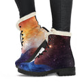 Fiery Universe Nebula Galaxy Space Print Faux Fur Leather Boots