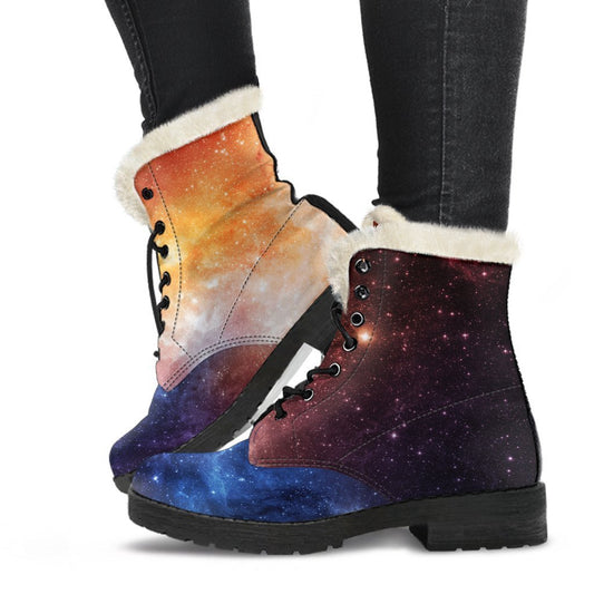 Fiery Universe Nebula Galaxy Space Print Comfy Boots GearFrost