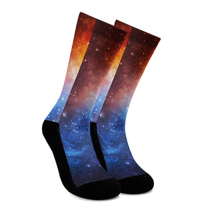 Fiery Universe Nebula Galaxy Space Print Crew Socks