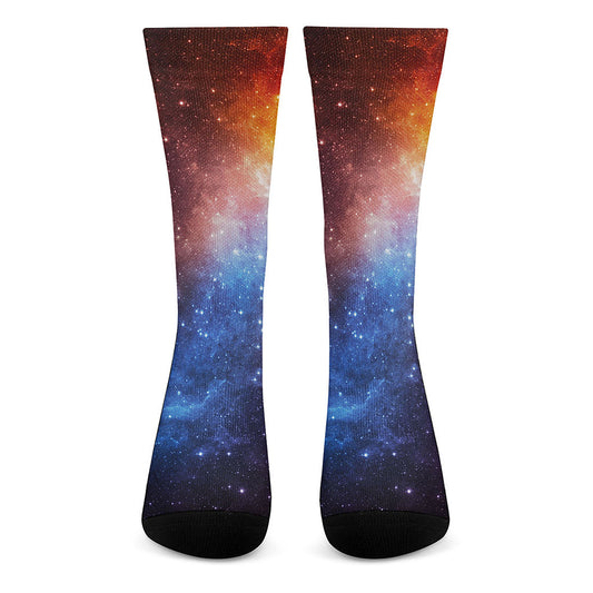 Fiery Universe Nebula Galaxy Space Print Crew Socks