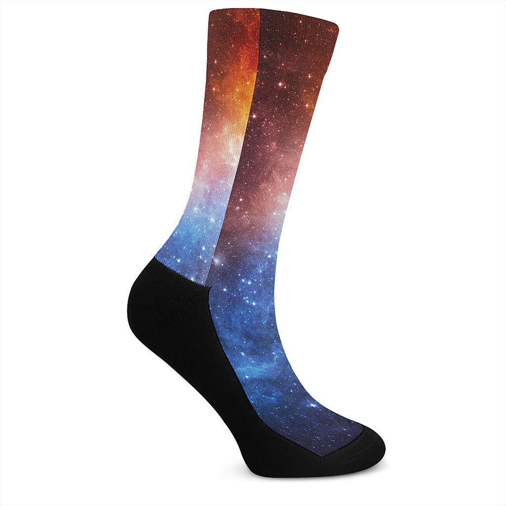 Fiery Universe Nebula Galaxy Space Print Crew Socks