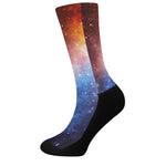 Fiery Universe Nebula Galaxy Space Print Crew Socks