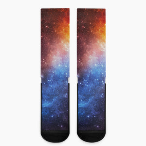 Fiery Universe Nebula Galaxy Space Print Crew Socks