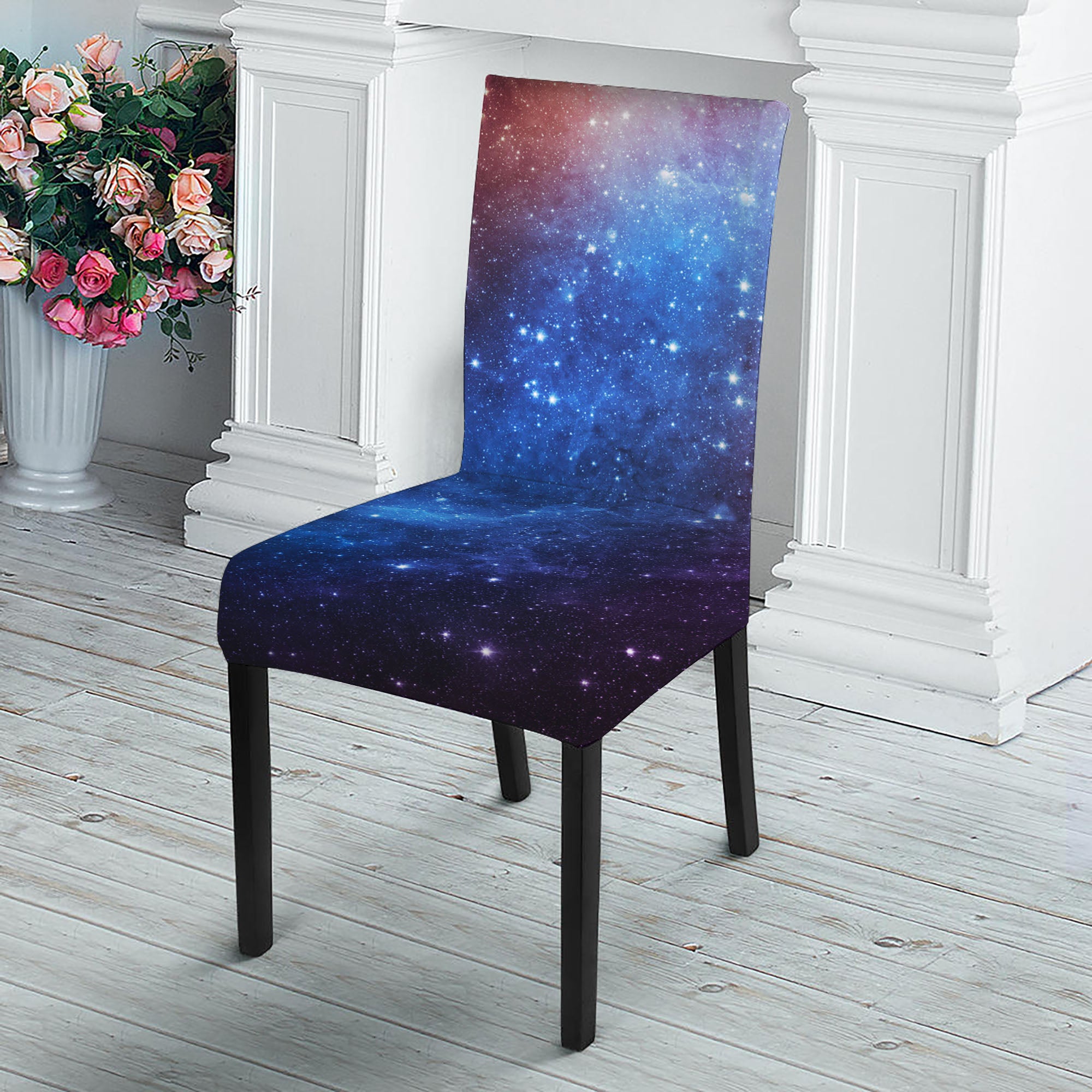 Fiery Universe Nebula Galaxy Space Print Dining Chair Slipcover