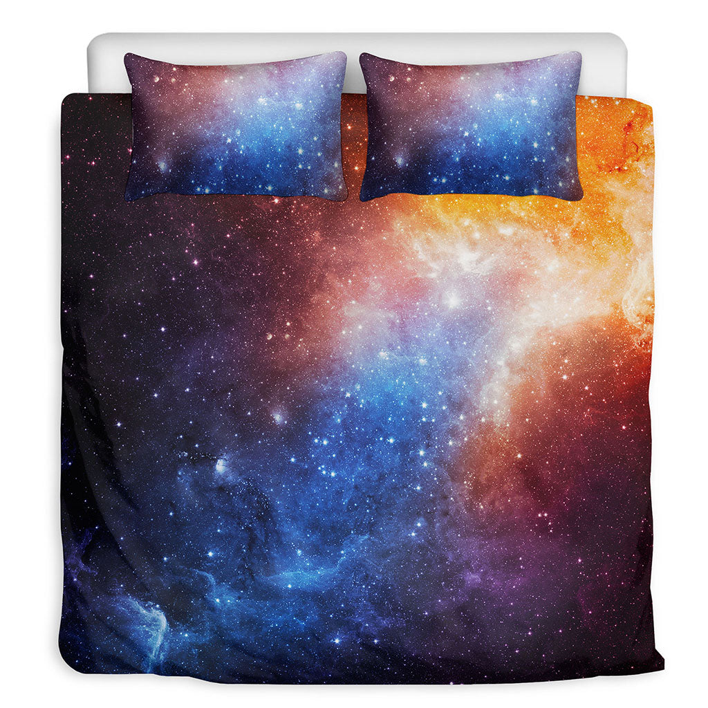 Fiery Universe Nebula Galaxy Space Print Duvet Cover Bedding Set