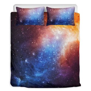 Fiery Universe Nebula Galaxy Space Print Duvet Cover Bedding Set
