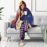 Fiery Universe Nebula Galaxy Space Print Hooded Blanket