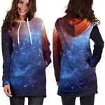 Fiery Universe Nebula Galaxy Space Print Hoodie Dress GearFrost