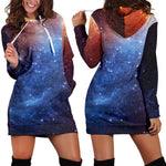 Fiery Universe Nebula Galaxy Space Print Hoodie Dress GearFrost