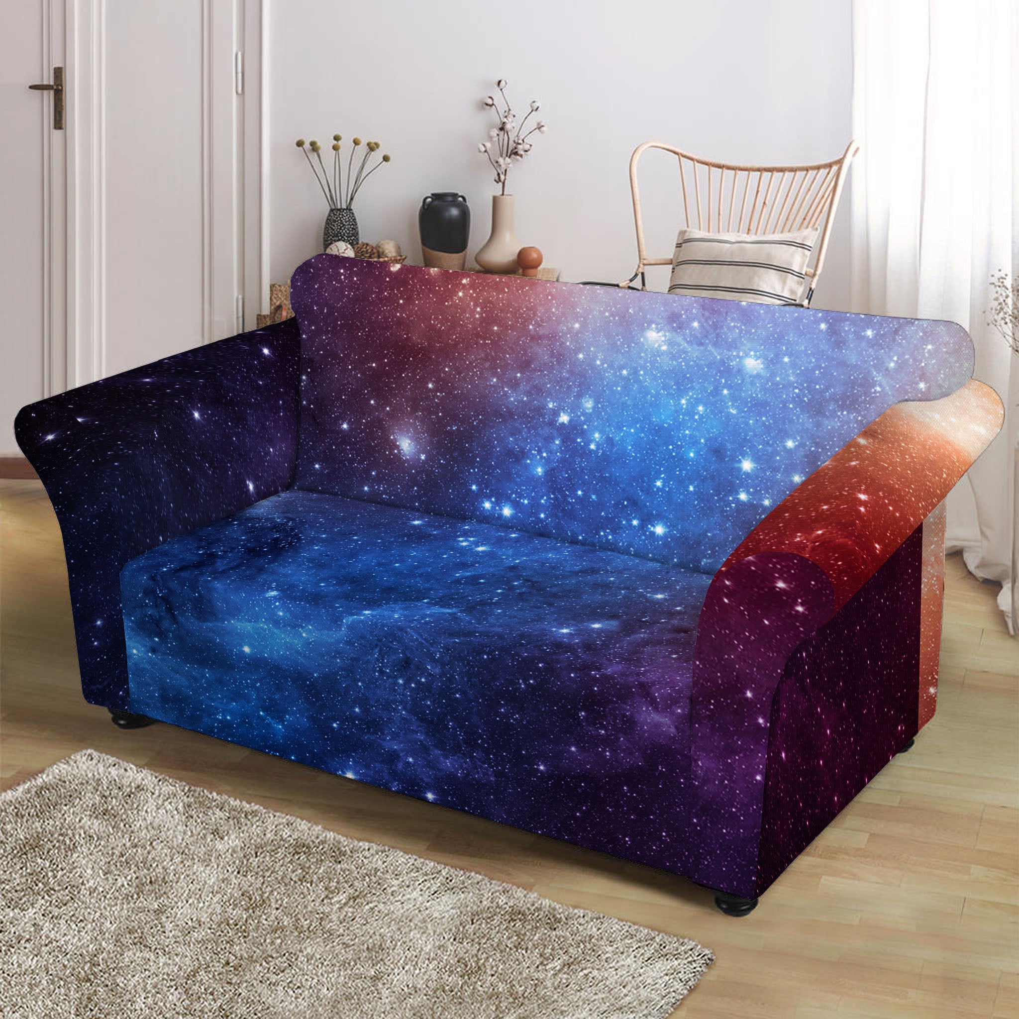 Fiery Universe Nebula Galaxy Space Print Loveseat Slipcover