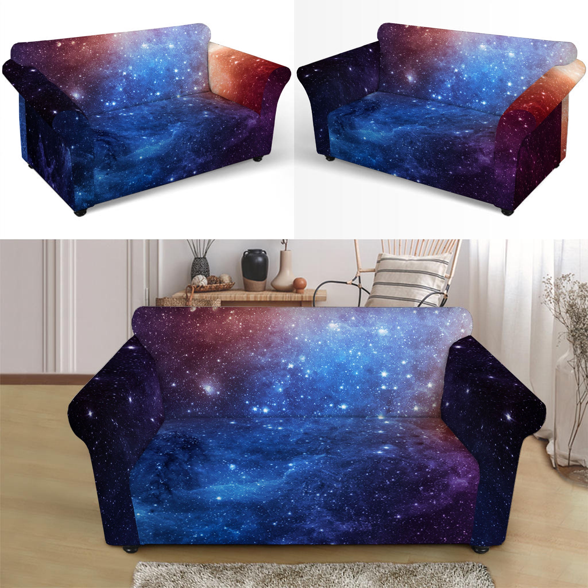 Fiery Universe Nebula Galaxy Space Print Loveseat Slipcover