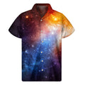 Fiery Universe Nebula Galaxy Space Print Men's Short Sleeve Shirt
