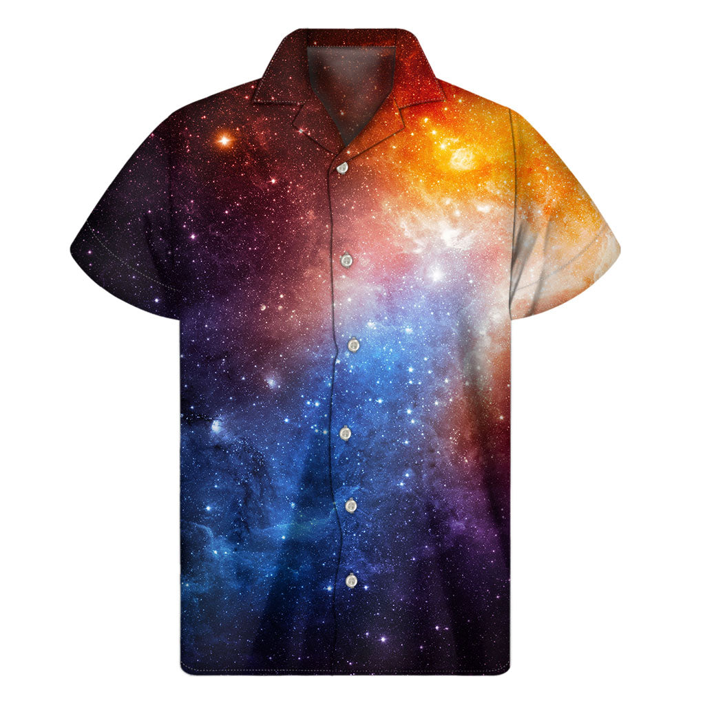 Fiery Universe Nebula Galaxy Space Print Men's Short Sleeve Shirt