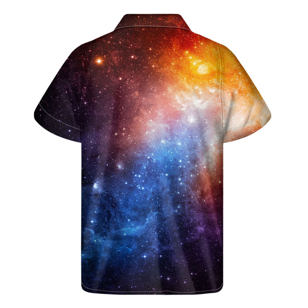 Fiery Universe Nebula Galaxy Space Print Men's Short Sleeve Shirt