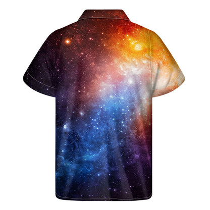 Fiery Universe Nebula Galaxy Space Print Men's Short Sleeve Shirt