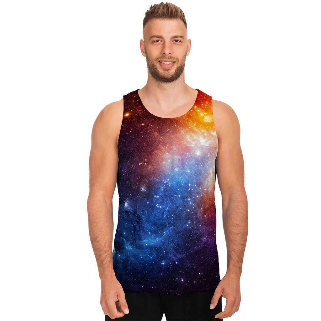 Fiery Universe Nebula Galaxy Space Print Men's Tank Top